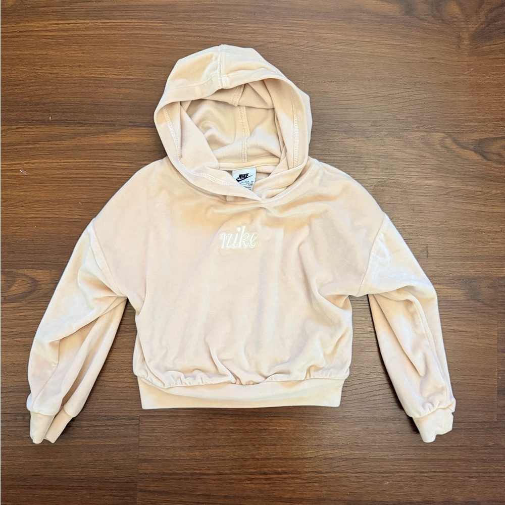 Nike Kids Beige Velour Hoodie Size 3-4T